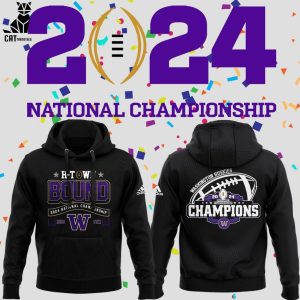 H-Town Bound 2024 National Champions Washington Huskies Adidas Logo Black Design 3D Hoodie