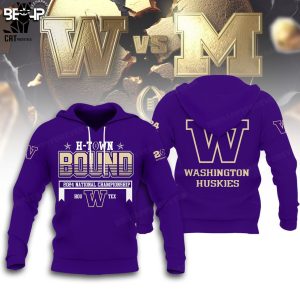 H-Town Bound 2024 National Championship Washington Huskies Football Playoff Purple Design 3D T-Shirt