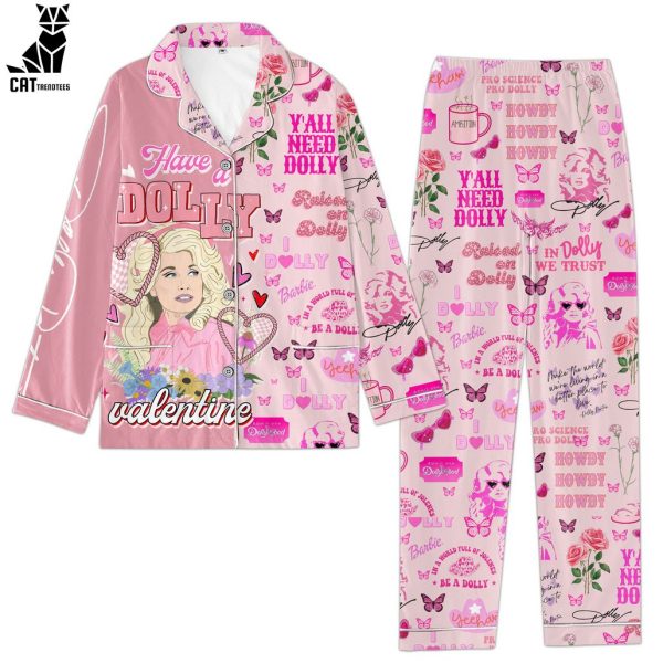 Have A Dolly Valentine Portrait Pink Design Pajamas Set