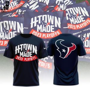 Houston Texans NFL Playoffs 2023 Blue Nike Logo Design 3D T-Shirt