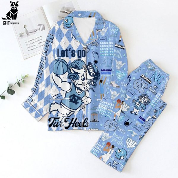 Let’s Go Tar Heels Mascot Blue Design Pajamas Set