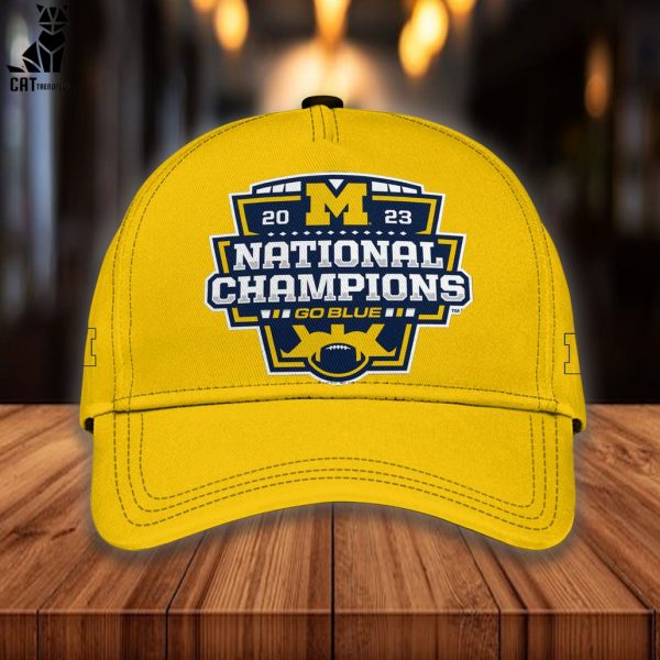 Michigan Wolverines 2023 National Champions Yellow Design Hoodie Longpant Cap Set