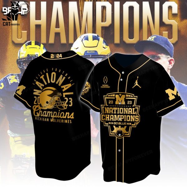 Michigan Wolverines 23 24 National Champions 2023 Black Design Baseball Jersey