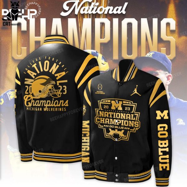 Michigan Wolverines 23 24 National Champions Black Design Baseball Jacket