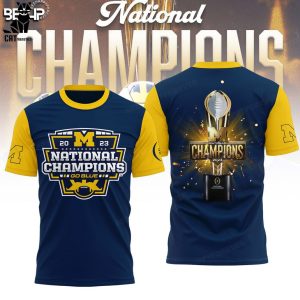 Michigan Wolverines 23 24 National Champions Go Blue Yellow Cup Design 3D Hoodie