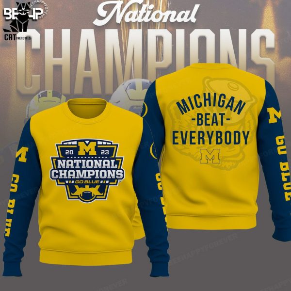 Michigan Wolverines 23 24 National Champions Yellow Logo Design 3D Hoodie
