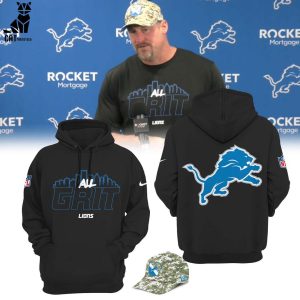 New Coach Dan Campbell Detroit Lions All Grit NFL Black Logo Design 3D Hoodie