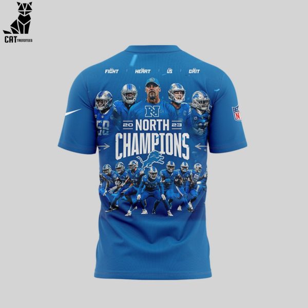 NFC North Champions Detroit Lions Blue Design 3D T-Shirt