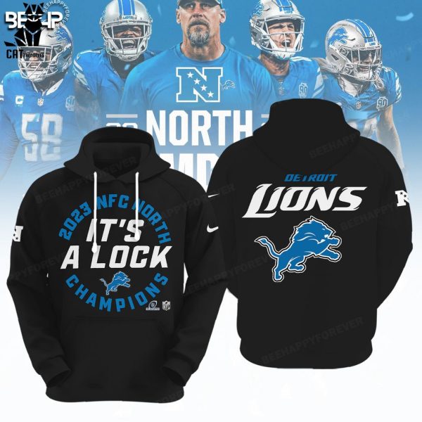 NFL 2023 NFC North It’s A Lock Champions Detroit Lions Full Black Hoodie Longpant Cap Set