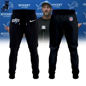 NFL All Grit Detroit Lions Black Logo Design 3D Hoodie Longpant Cap Set
