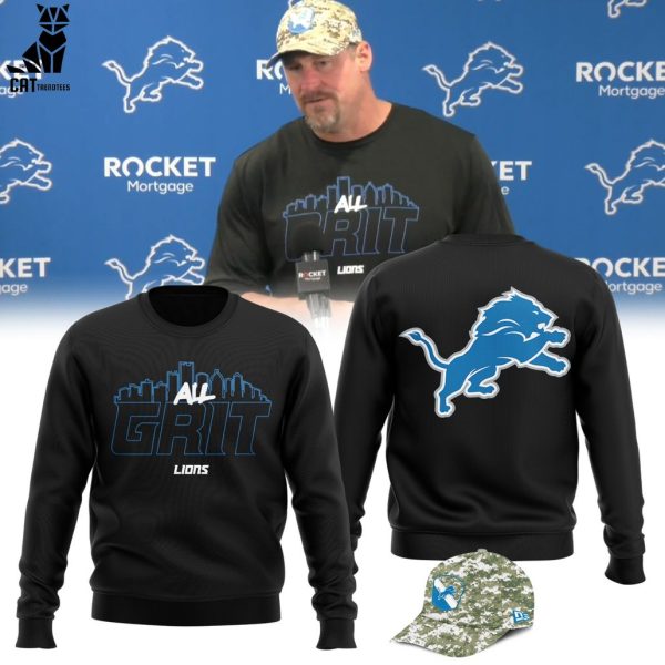 NFL Detroit Lions Coach Dan Campbell All Grit Mascot Black Design 3D Sweater