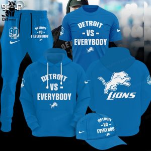 NFL Detroit Vs Everybody Nike Logo Blue Design 3D Hoodie Longpant Cap Set