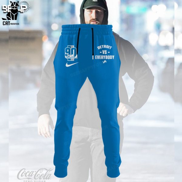 NFL Detroit Vs Everybody Nike Logo Blue Design 3D Hoodie Longpant Cap Set