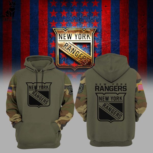NHL New York Rangers Military Logo Design 3D Hoodie