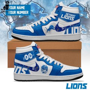 Personalized Detroit Lions NFL 90Seasons Air Jodan 1 High Top