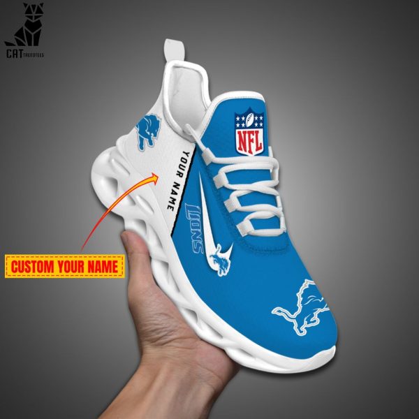 Personalized Detroit Lions NFL Blue White Design Max Soul Shoes