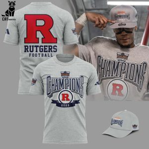 Rutgers Football Pinstripe Bowl Champs Adidas Logo Design 3D T-Shirt