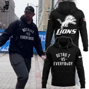 Special Detroit Vs EveryBody Detroit Lions NFL Logo Black Design 3D Hoodie