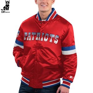 Starter Red New England Patriots Gridiron Classics Home Game Satin Full-Snap Varsity Baseball Jacket