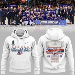USA Hockey World Junior Ice Hockey Champions 2024 Full White Design Nike Logo Hoodie Longpant Cap Set