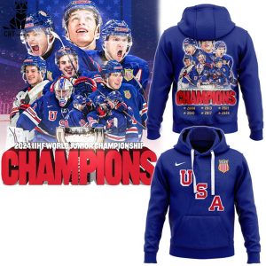 USA World Junior Championship Full Blue Nike Logo 2024 Design 3D Hoodie