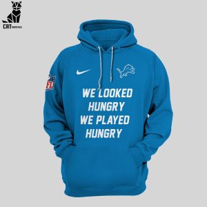 We Looked Hungry We Played Hungry Detroit Lions Football Blue NFL Logo Design 3D Hoodie Longpant Cap Set
