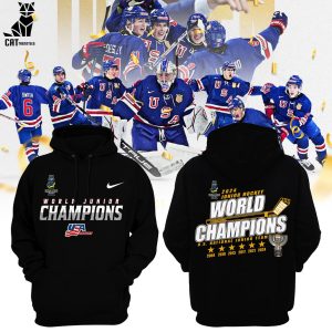 World Junior Champs USA Hockey 2024 Champions Black Nike Logo Design 3D Hoodie Longpant Cap Set