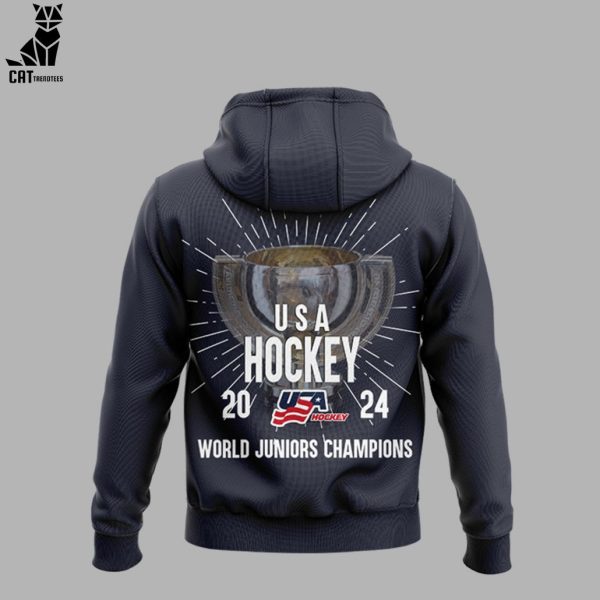 World Junior USA Hockey 2024 World Juniors Champions Black Nike Logo Design 3D Hoodie Longpant Cap Set