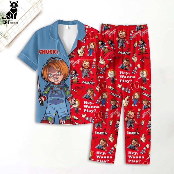 Chucky Portrait Blue Red Design Pajamas Set