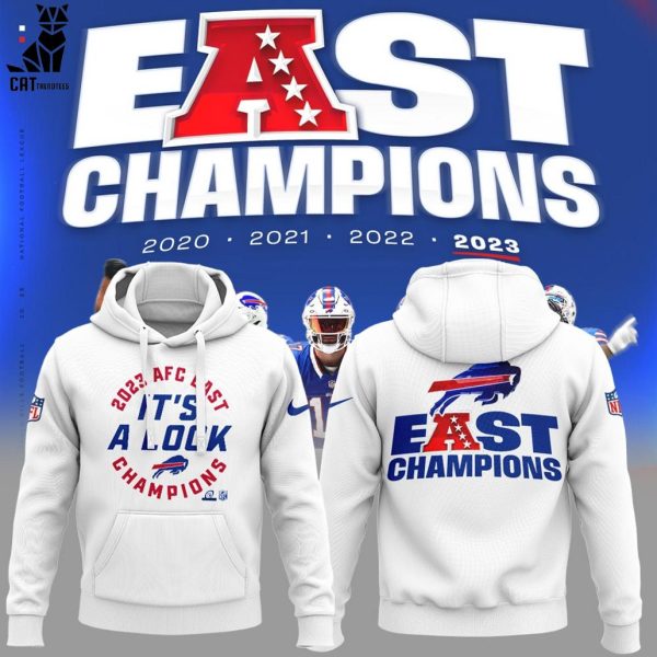 NFL 2023 AFC East Champions Buffalo Bills Football Logo White Design 3D Hoodie Longpant Cap Set