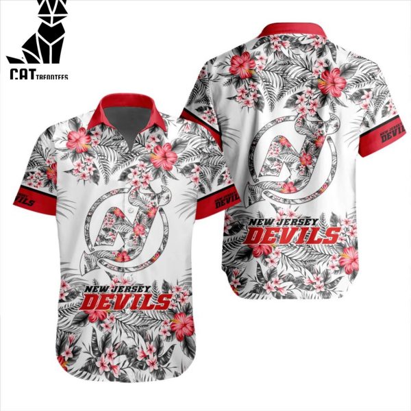 NHL New Jersey Devils Special Hawaiian Design Button Shirt ST2301