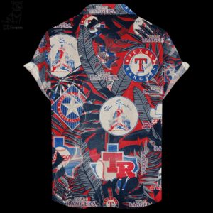 Texas Rangers Retro Logo Hawaiian Shirt