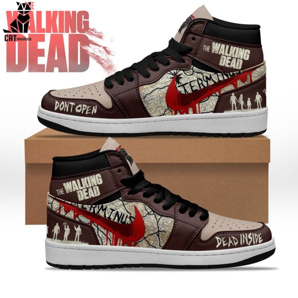 The Walking Dead Nike Logo Brown Design Air Jordan 1 High Top