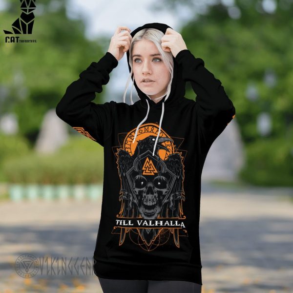 Till Valhalla Raven Skull Viking Hoodie