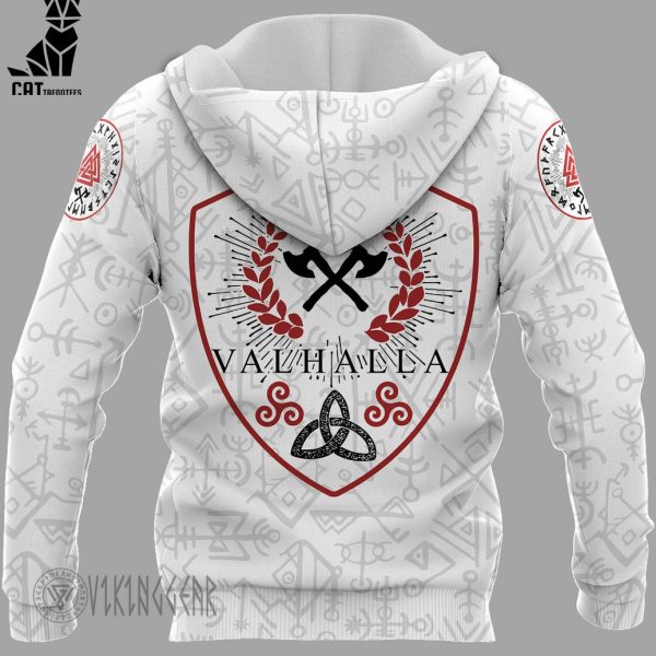 Valknut Until Valhalla White Viking Hoodie