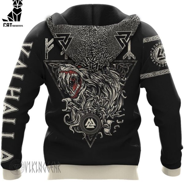 Wolves And Raven Art Viking Hoodie